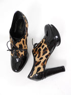 Fendi 2006 Leopard Print Pony Hair Patent Leather Ankle Booties - 38