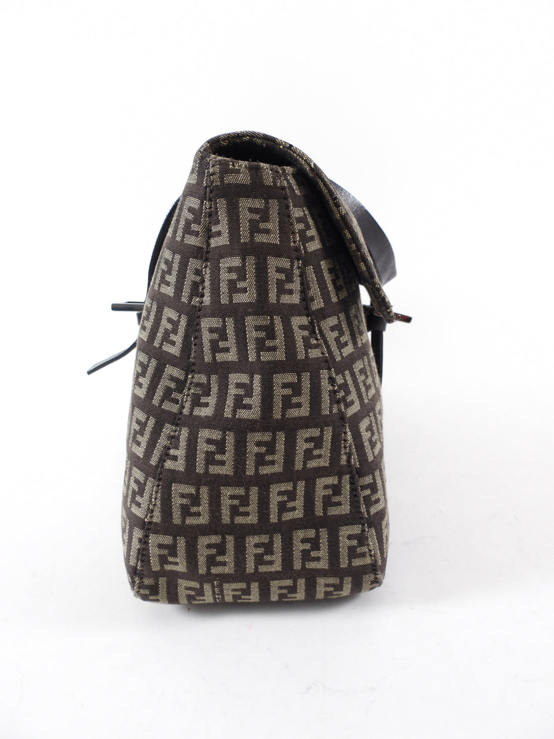 Fendi Brown Zucca Fabric East West Mama Baguette Bag