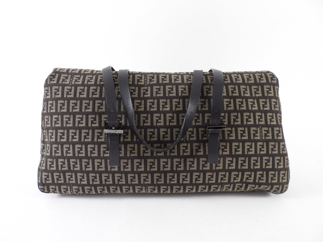 Fendi Brown Zucca Fabric East West Mama Baguette Bag
