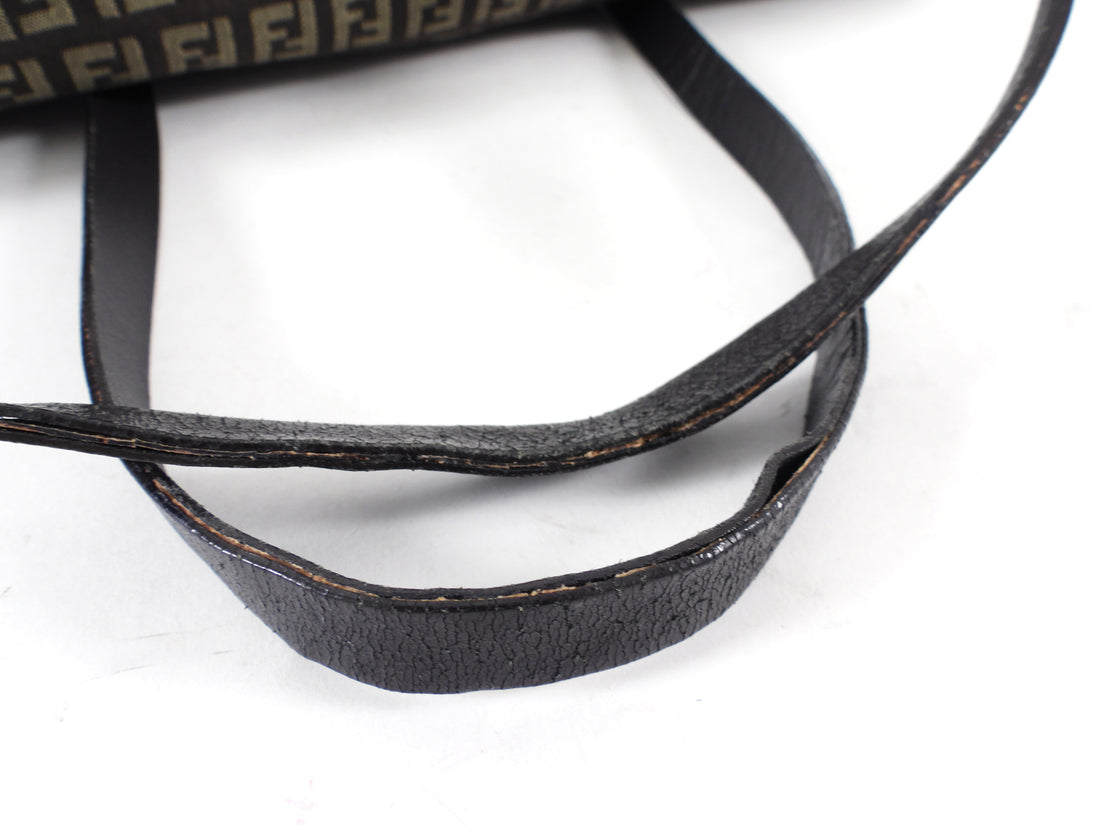 Fendi Brown Zucca Fabric East West Mama Baguette Bag