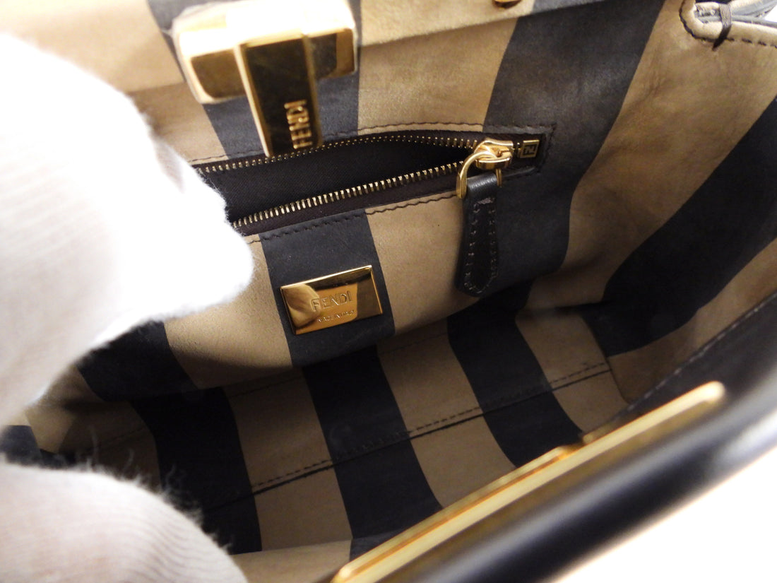 Fendi Dark Espresso Brown Leather Peekaboo Mini Bag