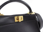 Fendi Dark Espresso Brown Leather Peekaboo Mini Bag