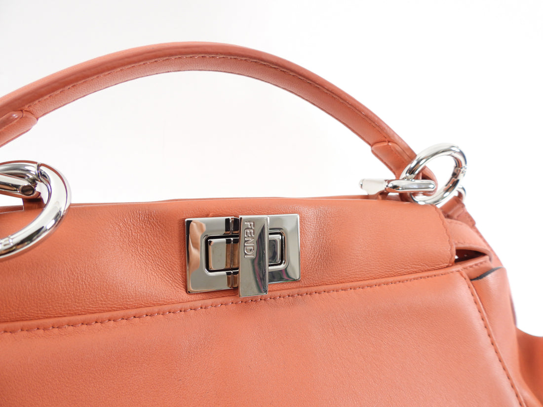 Fendi Peach Leather Mini Ruffle Peekaboo Crossbody Bag