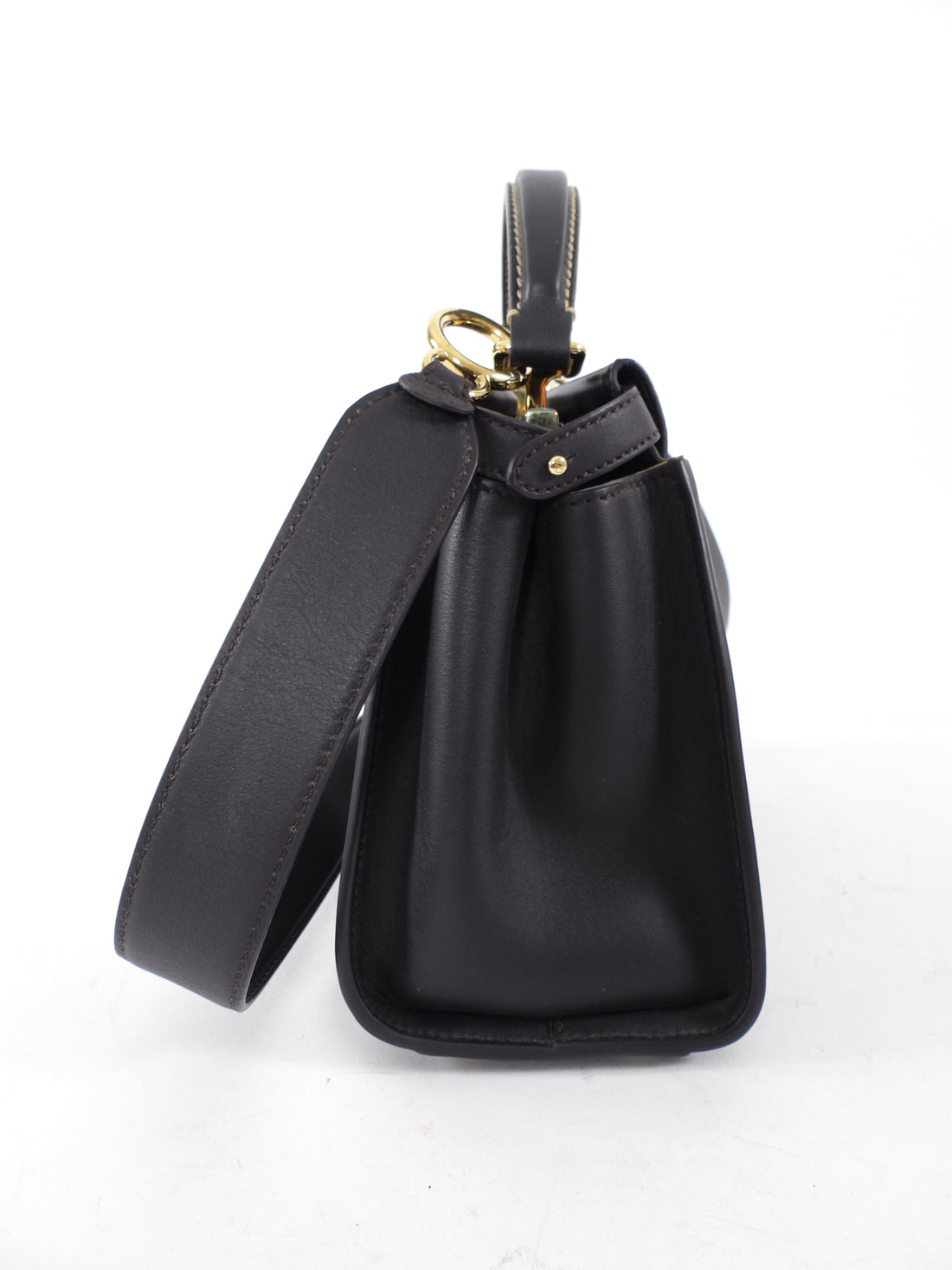 Fendi Dark Espresso Brown Leather Peekaboo Mini Bag