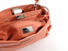 Fendi Peach Leather Mini Ruffle Peekaboo Crossbody Bag