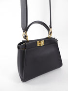 Fendi Dark Espresso Brown Leather Peekaboo Mini Bag