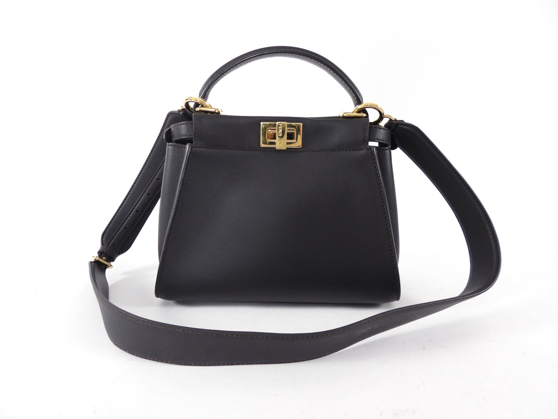 Fendi Dark Espresso Brown Leather Peekaboo Mini Bag