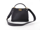 Fendi Dark Espresso Brown Leather Peekaboo Mini Bag