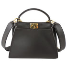 Fendi Dark Espresso Brown Leather Peekaboo Mini Bag