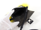 Fendi Black Leather and Yellow Fur Micro Monster Baguette Crossbody Bag