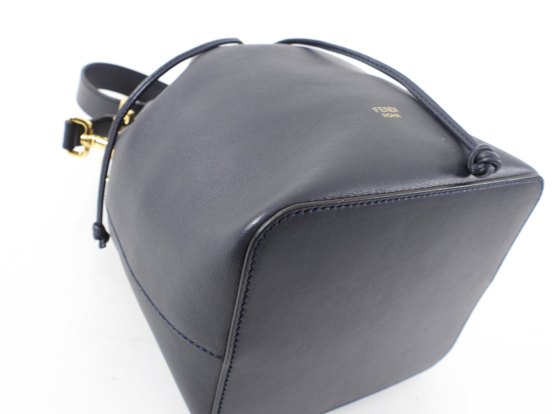 Fendi Navy Leather Mon Tresor Drawstring Bucket Bag – I MISS YOU