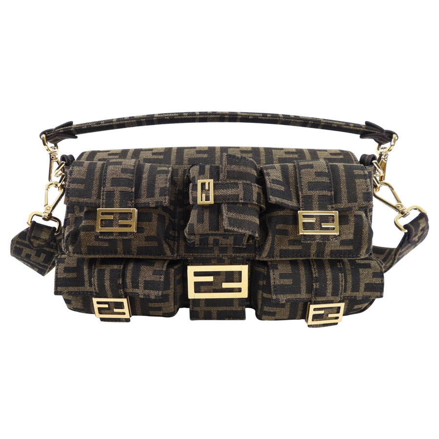 Fendi Brown Zucca FF Multi Pocket Baguette Bag - Main Image