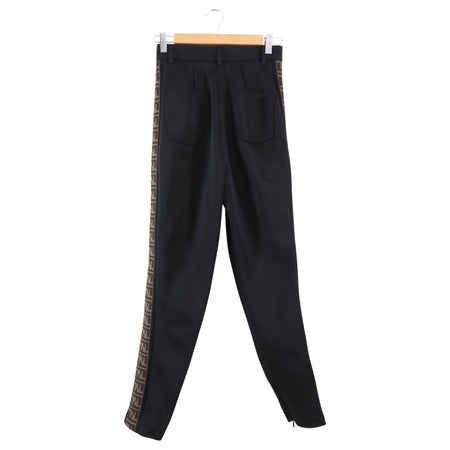 Fendi Black and Brown Jersey Zucca Print Slim Pant - IT40 / 4