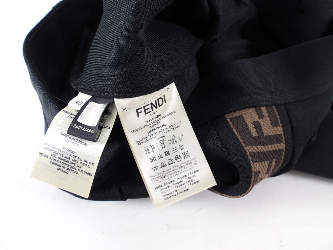 Fendi Black and Brown Jersey Zucca Print Slim Pant - IT40 / 4