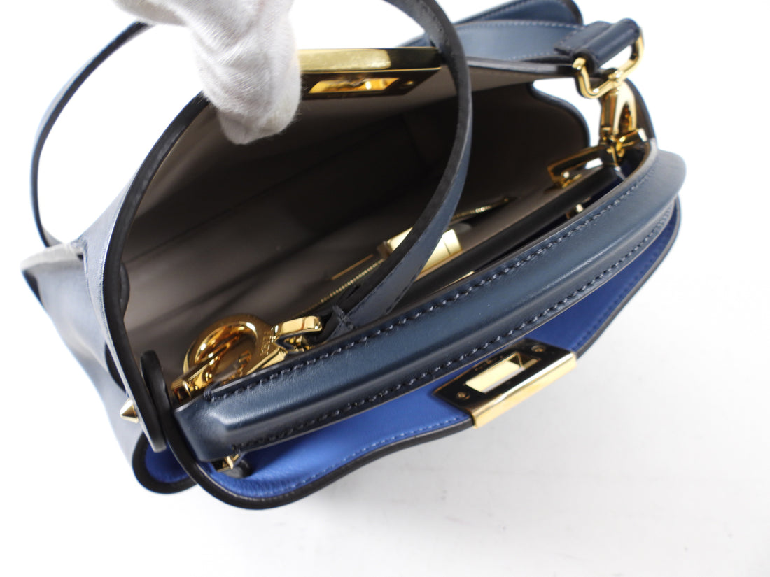 Fendi Navy Blue Leather Peekaboo Iconic Essentially Bag