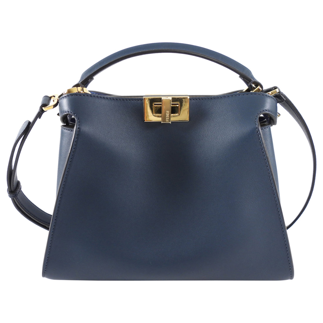 Fendi Navy Blue Leather Peekaboo Iconic Essentially Bag