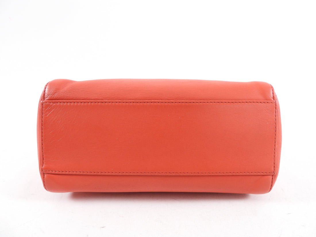 Fendi Red Leather Peekaboo Mini Two-Way Bag