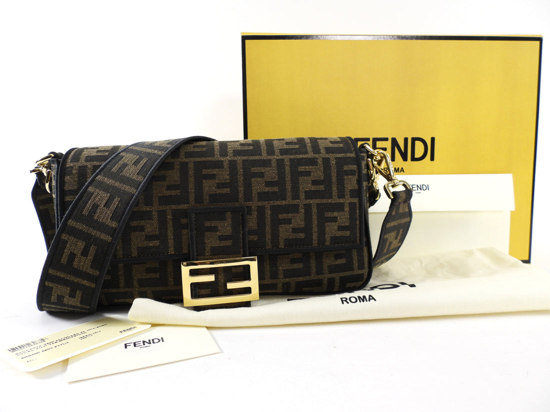 Fendi Brown FF Zucca Medium Two Way Baguette Bag