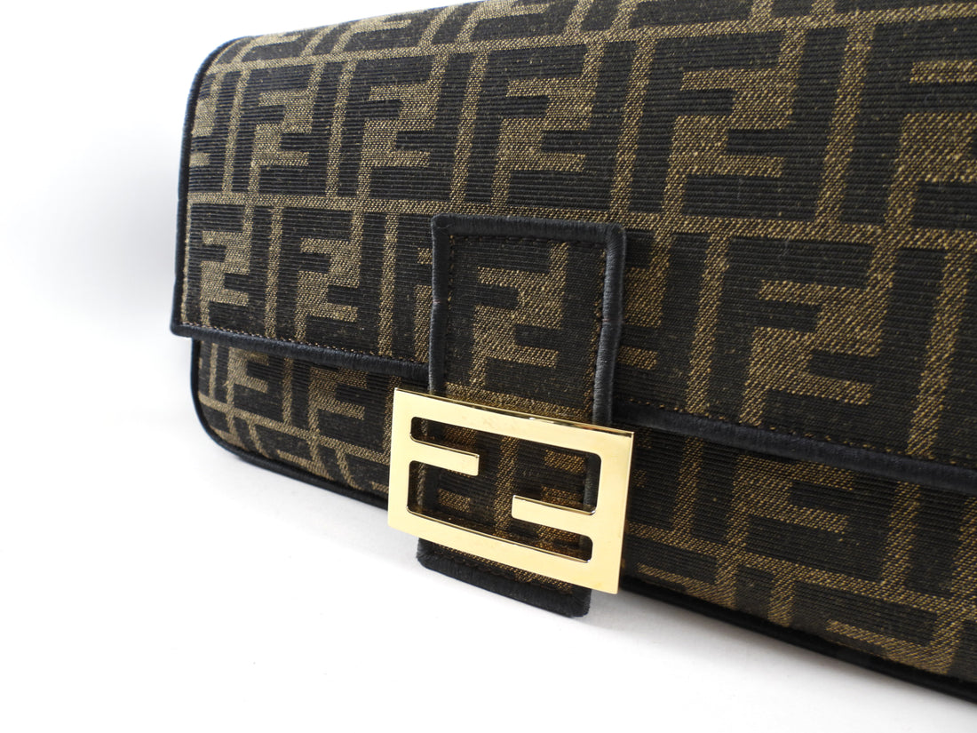 Fendi Brown FF Zucca Medium Two Way Baguette Bag