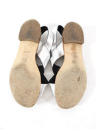 Fendi Silver Metallic Crossover Flat Sandals - 37