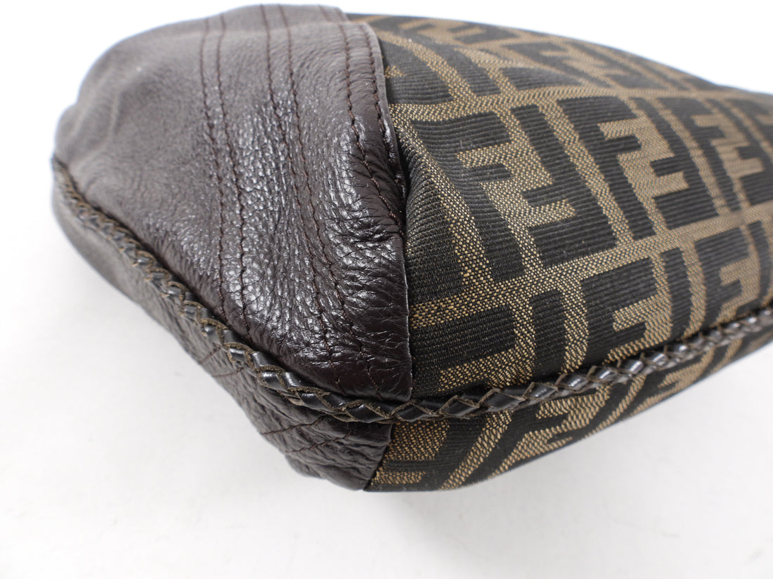 Fendi Brown Zucca Logo Spy Hobo Bag