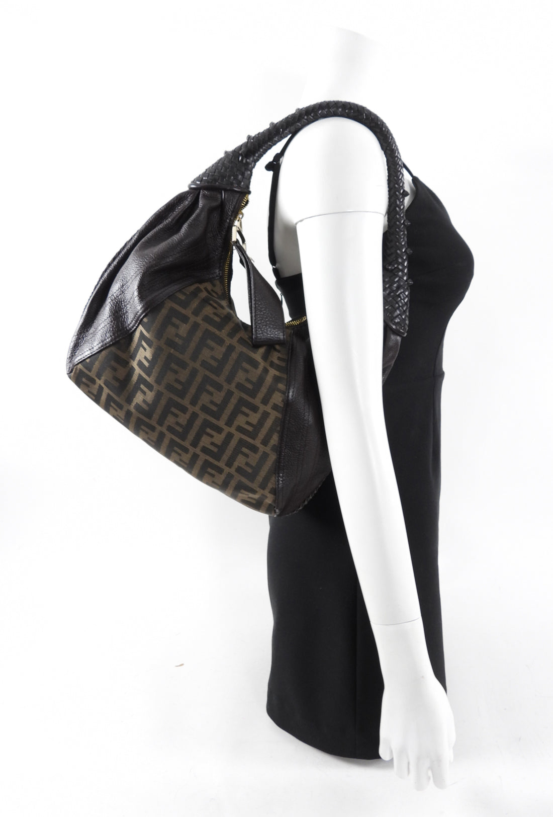 Fendi Brown Zucca Logo Spy Hobo Bag