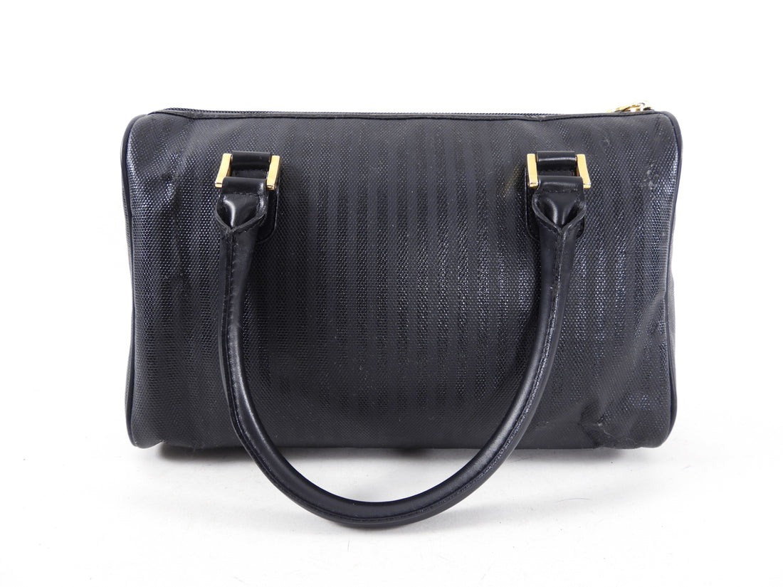 Fendi Vintage 1980's Black Pequin Stripe Boston Bag