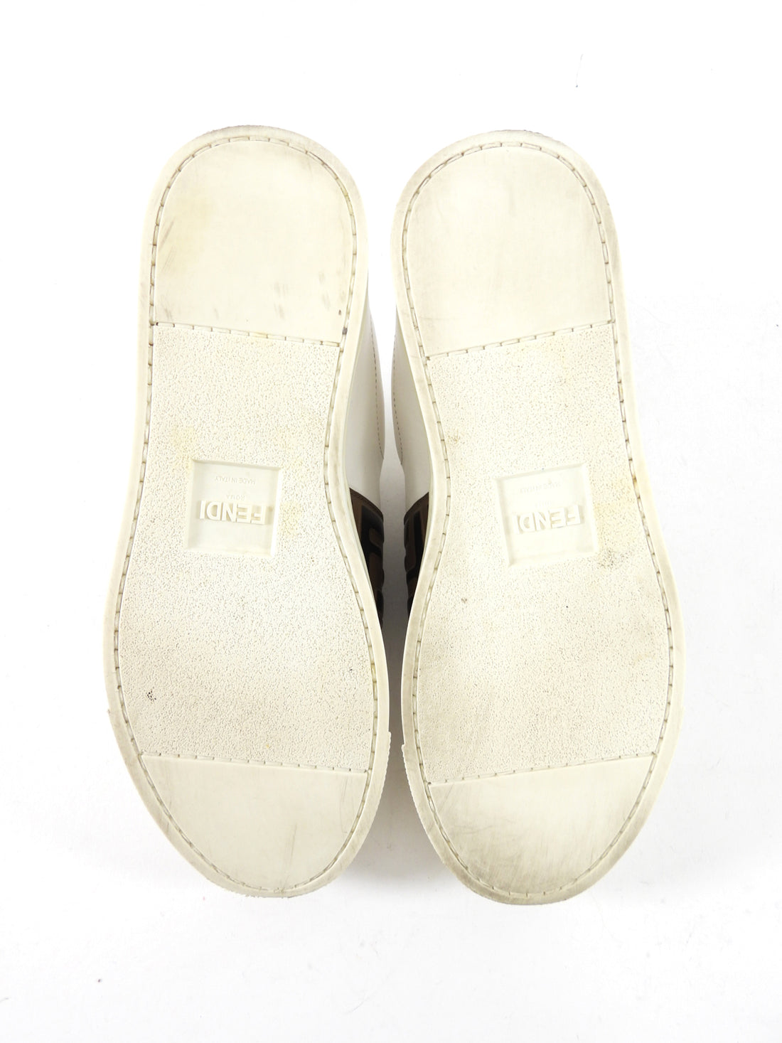 Fendi White Low Top Embossed FF Zucca Leather Sneakers - 36.5 / 6