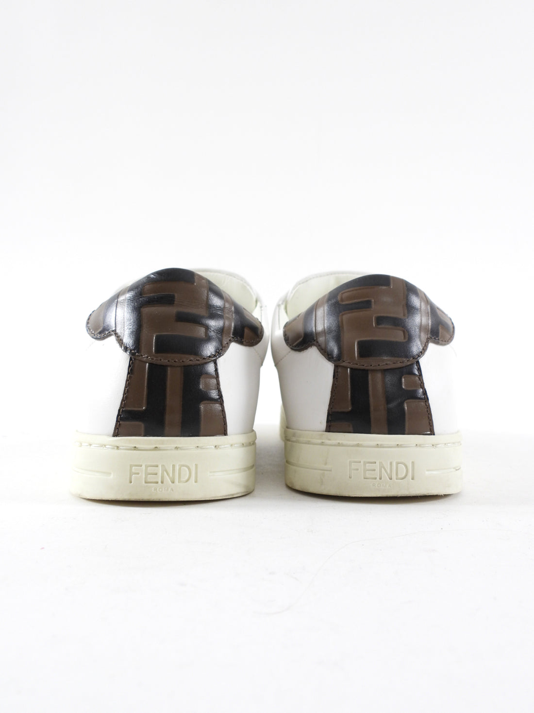 Fendi White Low Top Embossed FF Zucca Leather Sneakers - 36.5 / 6