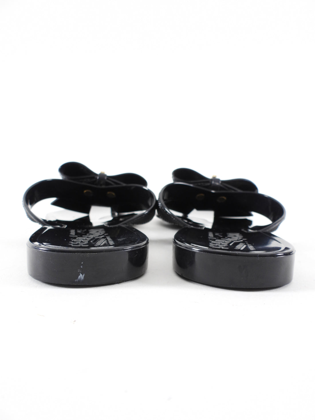Salvatore Ferragamo Black Rubber Bow Jelly Flip Flop Sandals - 8