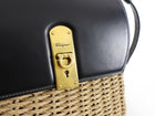 Ferragamo Black Leather and Wicker Small Boxyz Bag