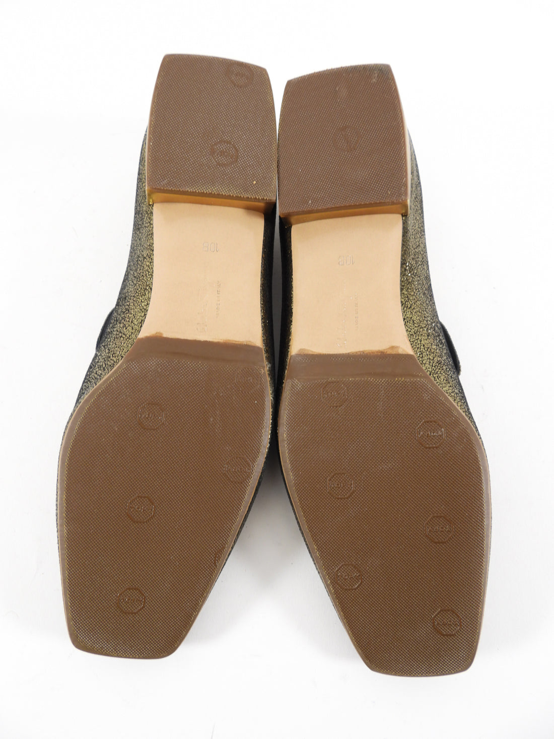 Ferragamo Bronze Leather Logo Flat loafer - 10B