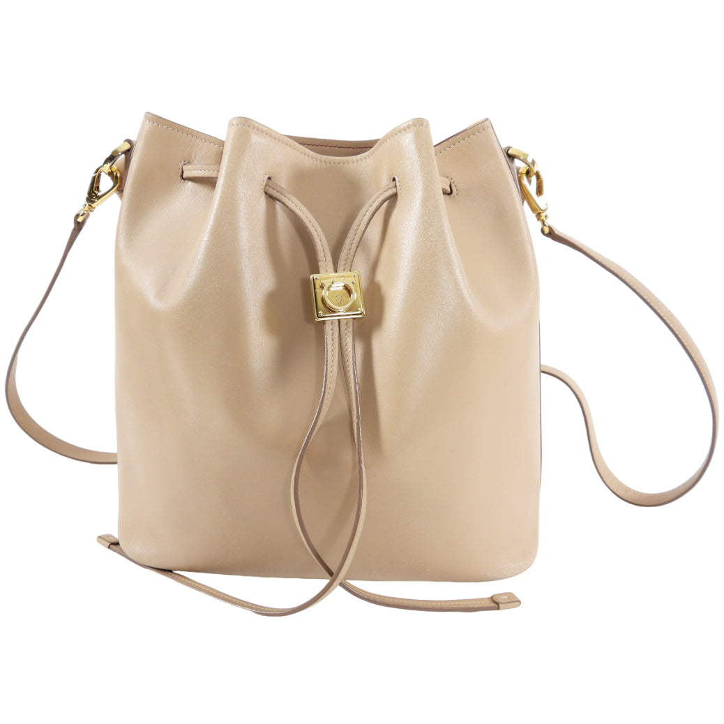 Ferragamo Sansy Light Beige Leather Two-Way Bucket Bag – I MISS YOU VINTAGE