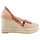 Ferragamo Nude Leather Espadrille Wedge Sandals - 9C