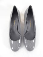 Ferragamo Grey Patent Leather Metal Heel Pumps - 9.5