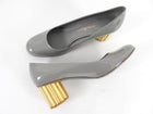 Ferragamo Grey Patent Leather Metal Heel Pumps - 9.5