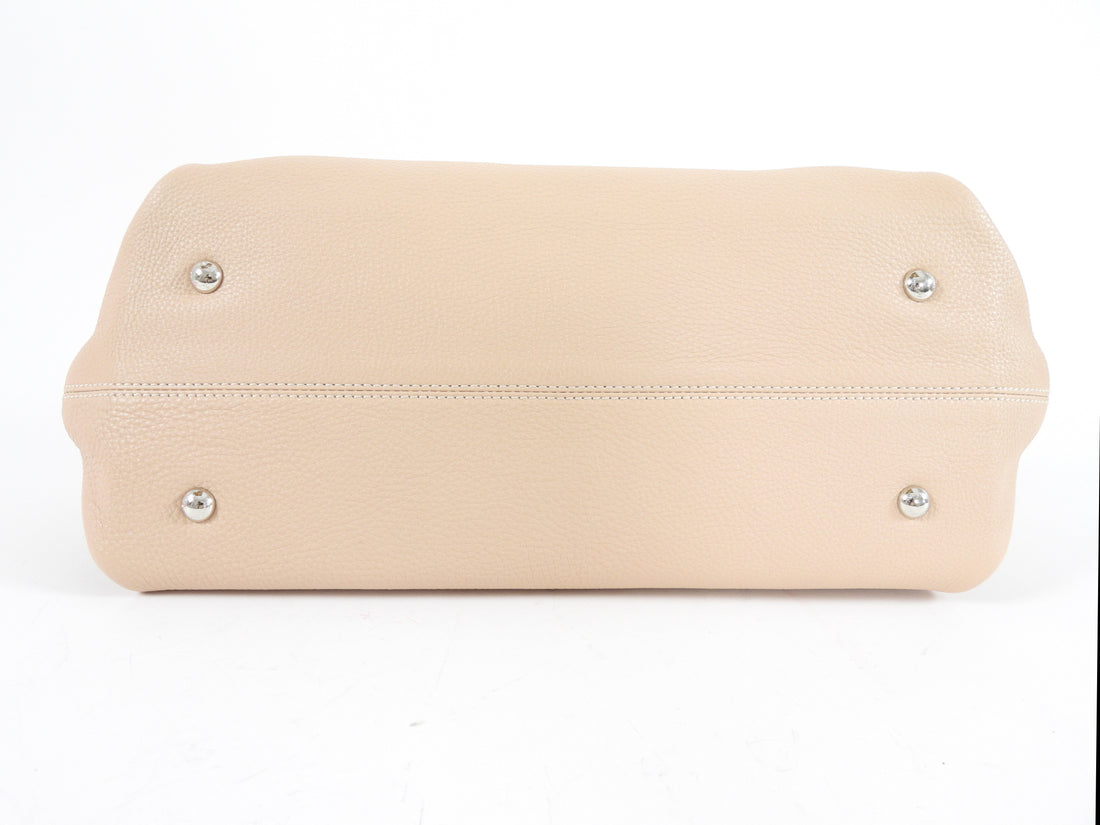 Salvatore Ferragamo Gancini Sofia Nude Grained Leather Two Way Handbag