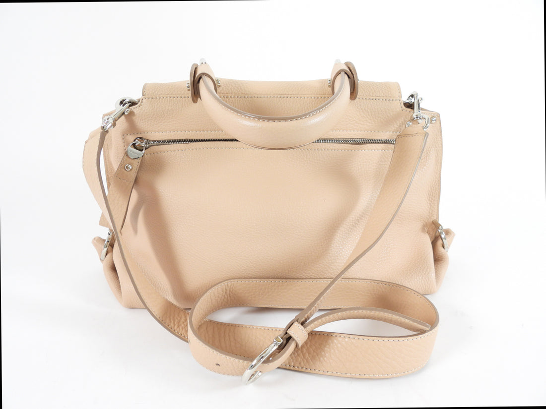 Salvatore Ferragamo Gancini Sofia Nude Grained Leather Two Way Handbag