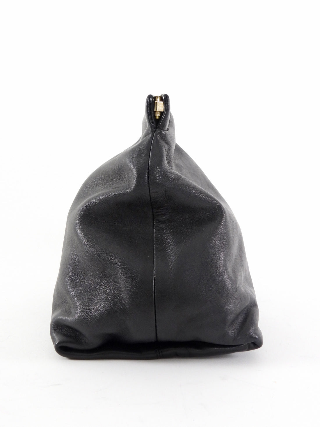Flattered Black Leather Soft Clay Fold Over Clutch Bag