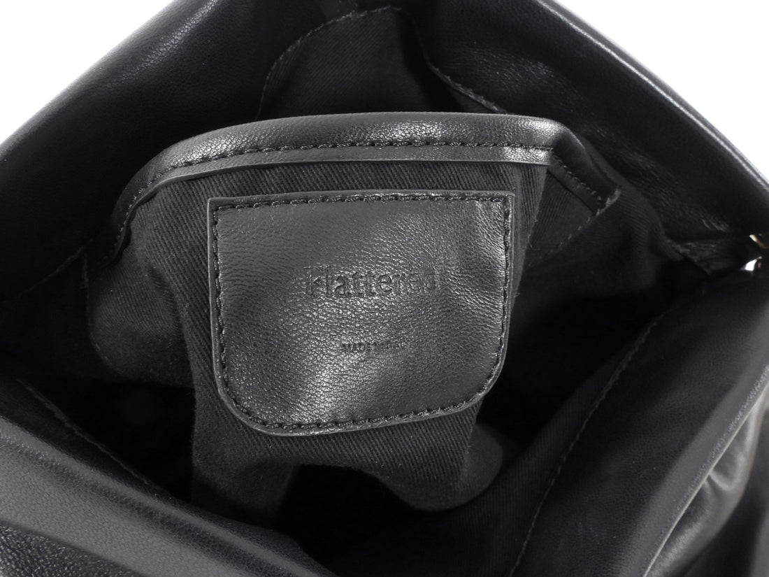 Flattered Black Leather Soft Clay Fold Over Clutch Bag