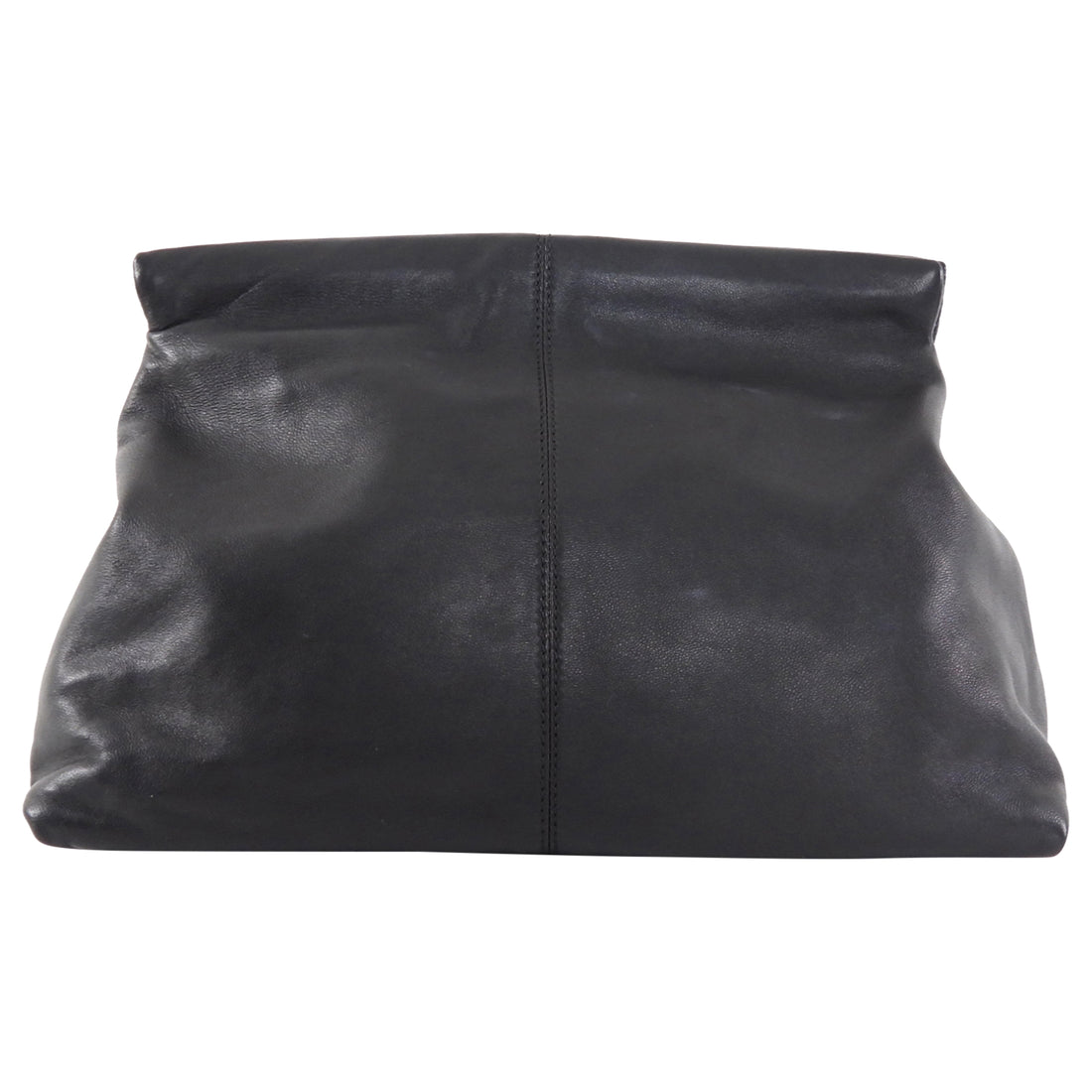 Flattered Black Leather Soft Clay Fold Over Clutch Bag