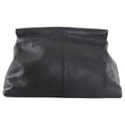 Flattered Black Leather Soft Clay Fold Over Clutch Bag