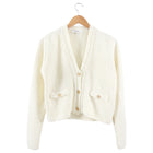 Frame Ivory Boucle Knit Cardigan Sweater with Gold Buttons - S