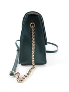 Furla Metropolis Green Grained Leather Small Chain Shoulder Bag