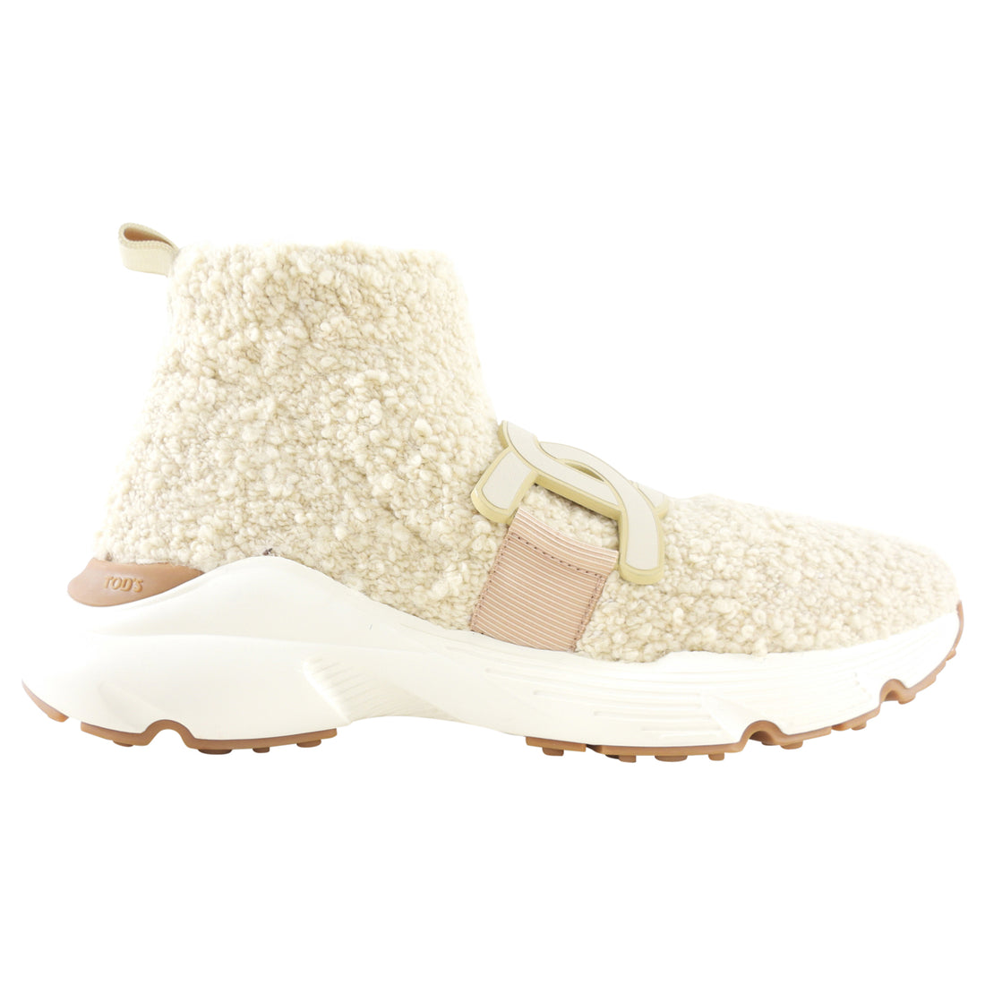 Tods Kate Beige Boucle Stretch Sock Ankle Sneakers - 40.5