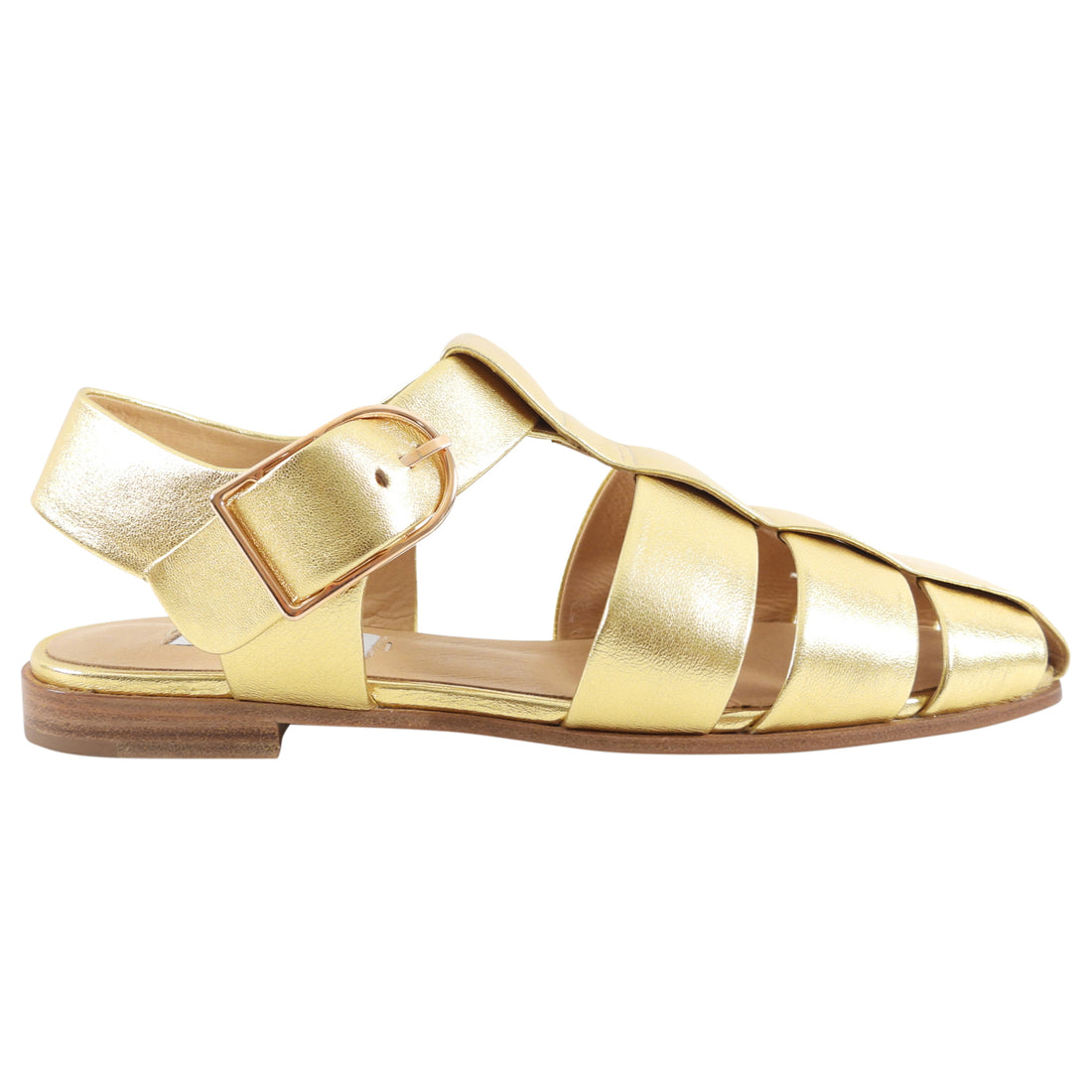 Gabriela Hearst Gold Metallic Leather Lynn fisherman Sandals - 37