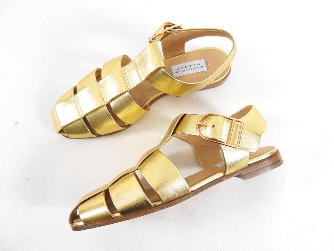 Gabriela Hearst Gold Metallic Leather Lynn fisherman Sandals - 37