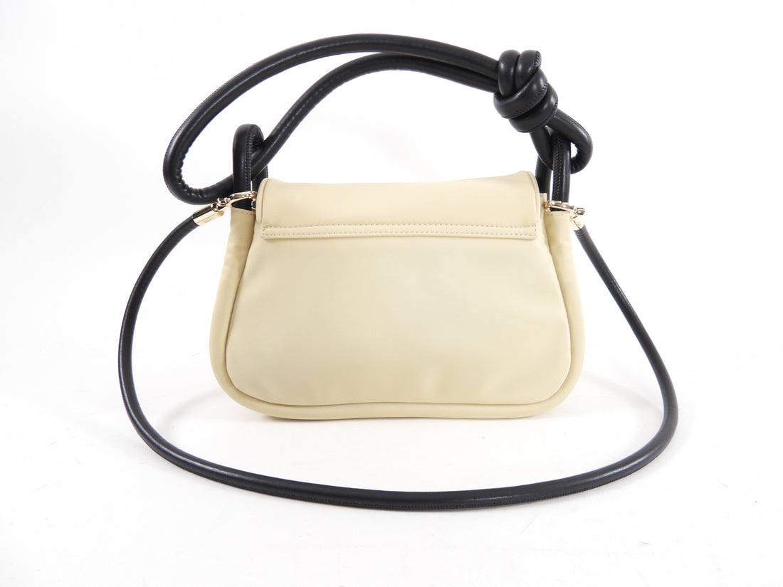 Ganni Beige Nylon and Black Leather Two Way Bag