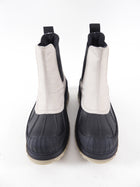 Ganni Black and Light Beige Lug Sole Ankle Boots - 36.5