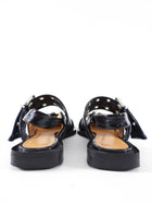 Ganni Black Patent Buckle Sling Flat Shoes - 37